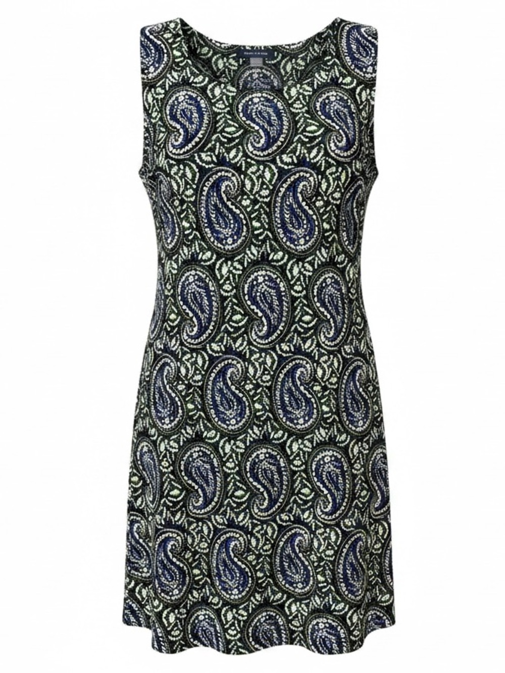 TOMMY HILFIGER aqua & green paisley sleeveless stretch sheath dress size 14